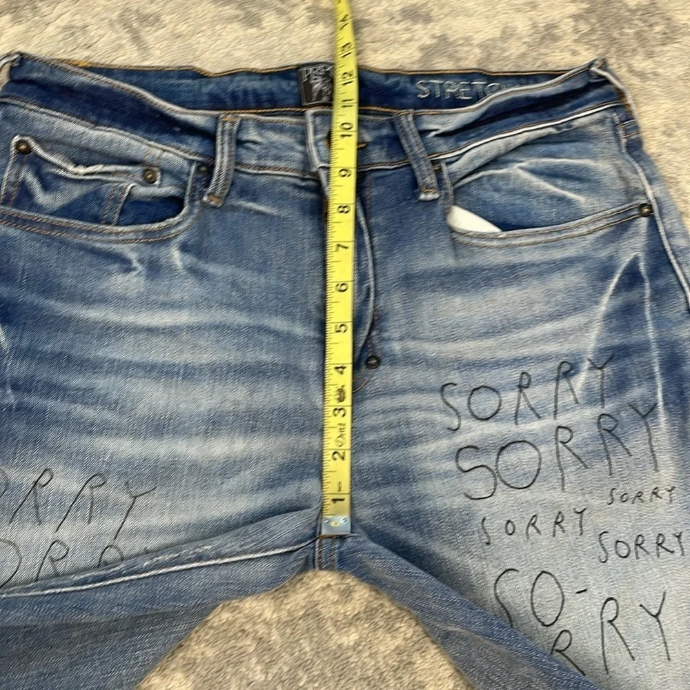 New PRPS Windsor Tapered Skinny Fit Jeans Sorry Graffiti Writing Sz 34